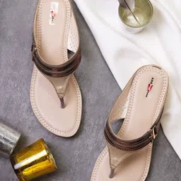 Shezone Women Copper-Toned Embellished Open Toe Flats-18
