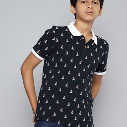 Nautica Boys Pure Cotton Ship Printed Polo Collar T-shirt-image-90