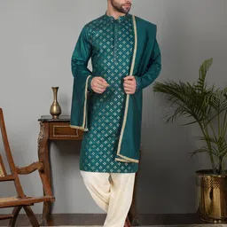 KRAFT INDIA Floral Embroidered Regular Sequinned Kurta with Salwar & Dupatta-41
