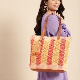 Anouk Geometric Embroidered Oversized Structured Shoulder Bag With Tasselled Detail-picture-4