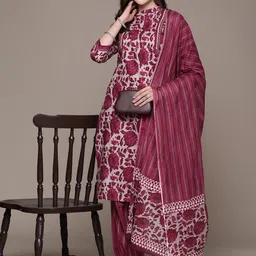 Readiprint Fashions Printed Sequinned Pure Cotton Kurta with Salwar & Dupatta-picture-22