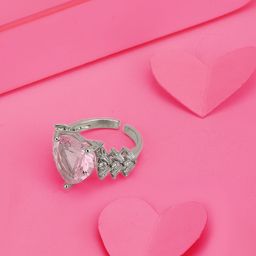 Carlton London Premium Rhodium-Plated CZ-Studded Adjustable Finger Ring-image-85