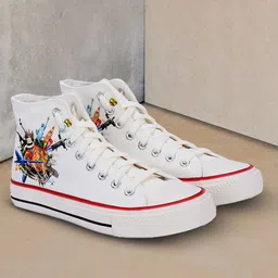 CROWCIA LONDON Men Printed Round Toe Lightweight Canvas Sneakers-image-60