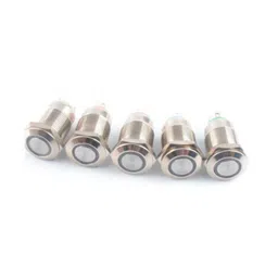 16mm 12V Ring (Green Light) Self-Lock Non-Momentary Metal Push-button Switch image 4