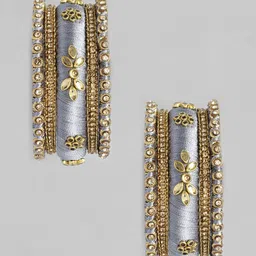Peora Women Set of 18 Gold-Plated Kundan Studded Bangles image 2