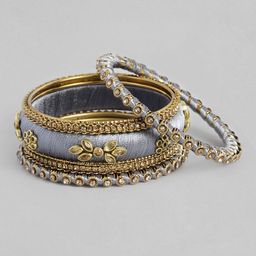 Peora Women Set of 18 Gold-Plated Kundan Studded Bangles image 3