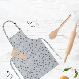 ArtzFolio Grey & White Printed Cotton Aprons-26