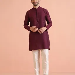 KISAH Straight Mandarin Collar Regular Kurta with Trousers-image-92