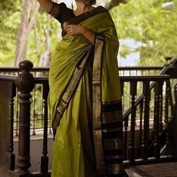 Aldwych Green & Gold-Toned Woven Design Zari Banarasi Saree-picture-12
