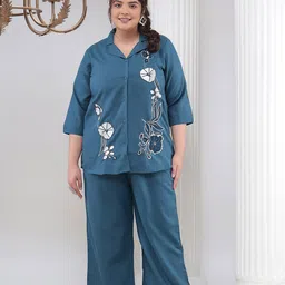 Bani Women Plus Size Floral Embroidered Shirt and Palazzos-picture-25