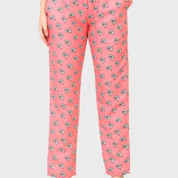 Sand Dune Women Pink & Black Printed Cotton Lounge Pants-picture-2