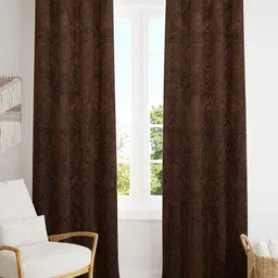 Homefab India Brown Set of 2 Room Darkening Long Door Curtain-image-30