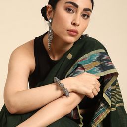Taavi Woven Design Pure Cotton Handloom Sustainable Ikat Saree-image-56