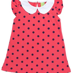 Clothe Funn Girls Polka Dot Printed Flutter Sleeves Cotton A-Line Dress-picture-57