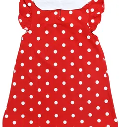 Clothe Funn Girls Polka Dot Printed Flutter Sleeves Cotton A-Line Dress-14