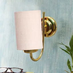 Devansh White & Gold-Toned Textured Contemporary Metal Cylinder Wall Lamps-34