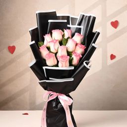 Blushing Valentine Pink Rose Bouquet-image-7