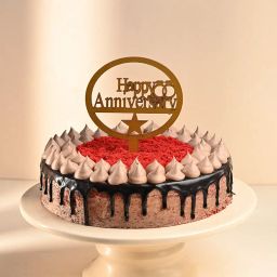 Red Velvet Anniversary Cake With Topper-image-80