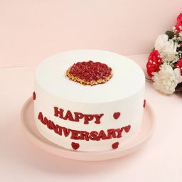 White N Red Happy Anniversary Cake-12