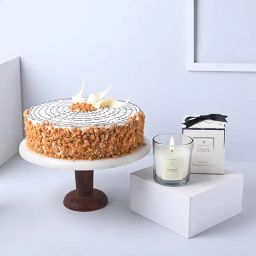 Dreamy Butterscotch Cake With Candle-27