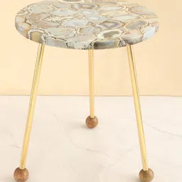 THE HOME CO. Grey Printed Wooden Stool-14