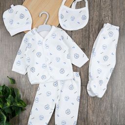 Moms Home Infants 5-Pcs Printed Breathable Organic Cotton Baby Apparel Gift Set-picture-31