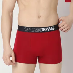 Underjeans by Spykar Men Pack of 2 Mid-Rise Trunks UJNRPTC056BlackMaroon-Black_Maroon-18