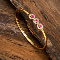 Zaveri Pearls Pink Gold-Plated Cubic Zirconia Studded Kada Bracelet-46