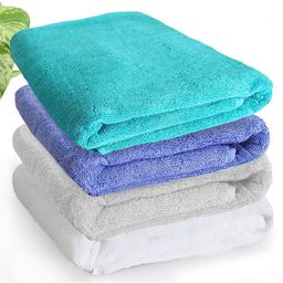 Heelium White & Teal 4 Pieces 600 GSM Anti Bacterial Quick Absorbent Bamboo Bath Towels-image-79