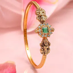 Rubans 22K Gold-Plated Cubic Zirconia Studded Bangle-Style Bracelet-image-78