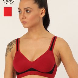 Lady Lyka Pack Of 2 Maroon & Red Solid Non-Wired Non Padded Beginners Bra YOUNGSTER-37
