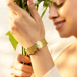 Rubans Voguish Women 18K Gold Handcrafted Gold-Plated Demi-Fine Cuff Bracelet-image-85