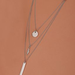 Carlton London 925 Sterling Silver Rhodium Plated Dangling Bar & Leaf Layered Necklace-30
