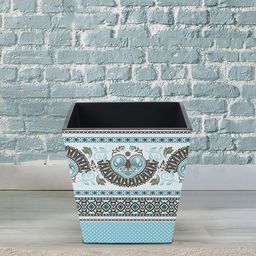 Reinvention Factory Teal Blue Ethnic Ornament Printed Open Bin-56