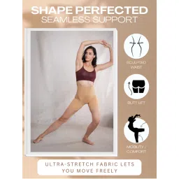 CrossKulture Beige High Waist Seamless Tummy Control Shapewear Shorts-picture-17