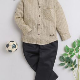 BAATCHEET Boys Printed Mandarin Collar Pure Cotton Shirt With Short-image-40
