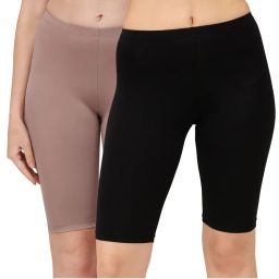 SOIE Mid Rise Soft Polyamide Spandex Knee Length Cycling shorts-Pack of 2-Multi-Color-picture-29