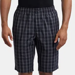 Jockey Checked Inner Elastic Cotton Boxer 9005-0105-BLK01-image-95