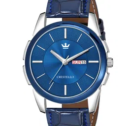 CRESTELLO Men Blue Brass Dial & Straps Analogue Watch CR-GR010-BLUE-33