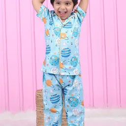 Polka Tots Kids Printed Pure Cotton Shirt With Pyjamas-image-24