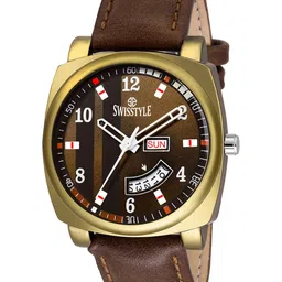 SWISSTYLE Men Brown Brass Dial & Brown Straps Analogue Multi Function Watch-26
