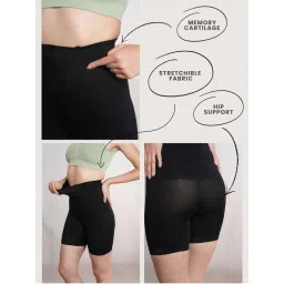 CrossKulture Black High Waist Seamless Tummy Control Shapewear Shorts-picture-21