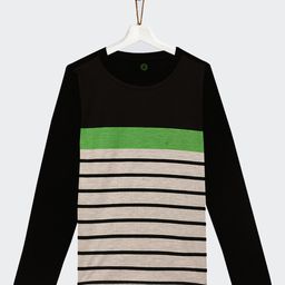YK Boys Black & Off White Striped T-shirt-image-91