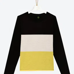 YK Boys Black & White Colourblocked Cotton Long Sleeves T-shirt-image-45