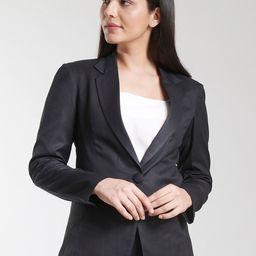 PowerSutra Women Black Solid Single Breasted Formal Blazer-picture-7