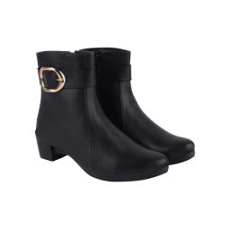 Shoetopia Comfortable Stylish Black Casual Boots For Women-picture-3