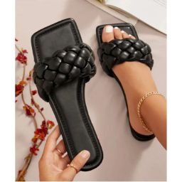 Shoetopia Women Black Open Toe Flats-picture-6