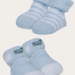 Baby Moo Kids Pack of 2 Tortoise Stripes Cotton Soft Socks Booties-51
