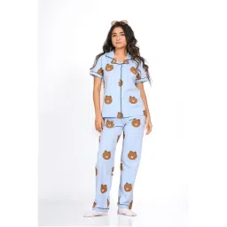 NAP STORY Bear Printed Half Sleeves Shirt with Pyjama (Set of 2)-picture-49