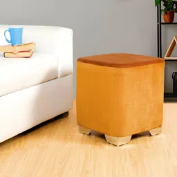 Shadowkart Yellow & Brown Wooden Pouffes Sitting Mudda Ottomans-image-50